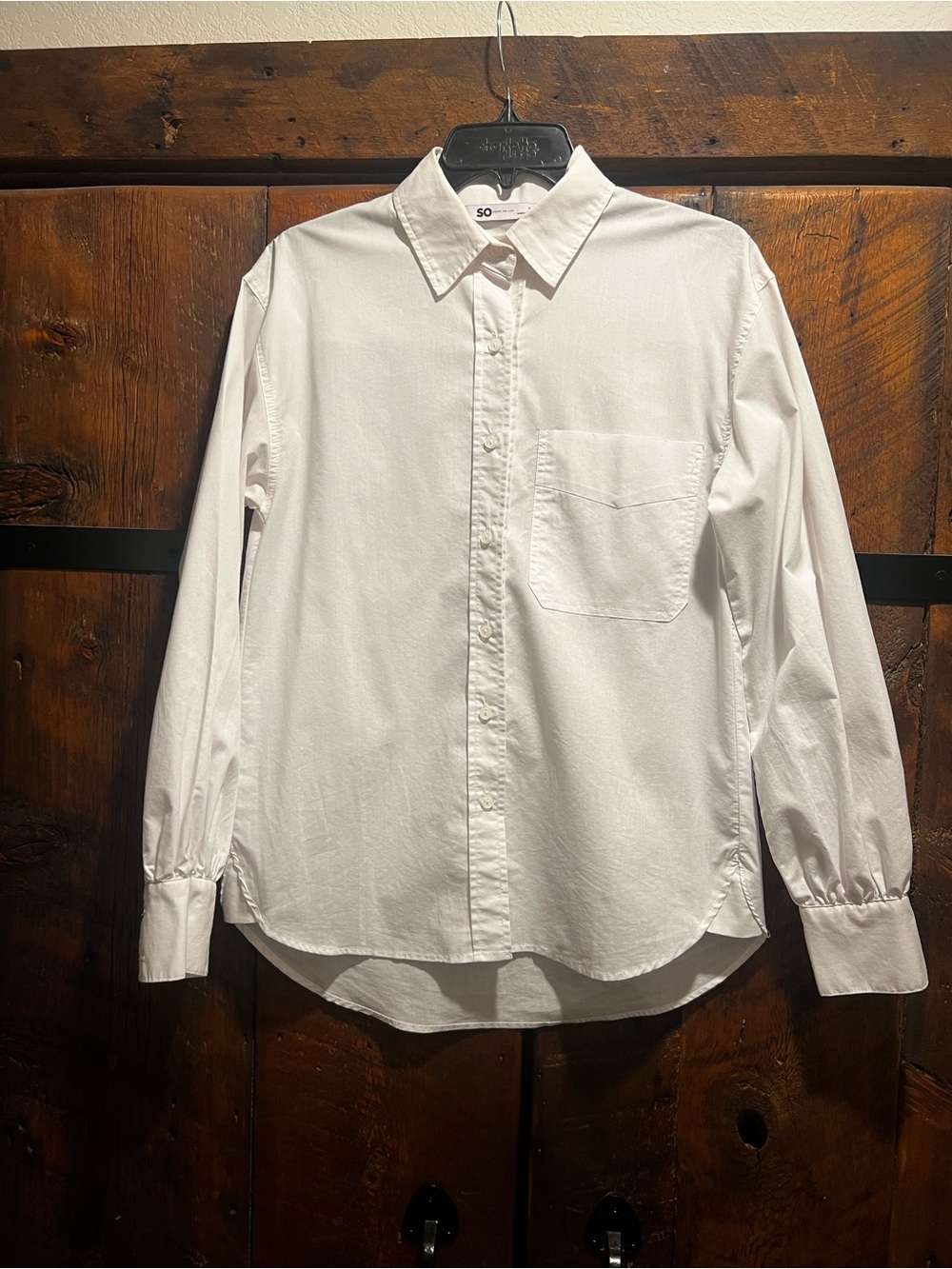 SO White Button-Up Shirt with Chest Pocket